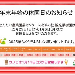 年末年始の営業のご案内